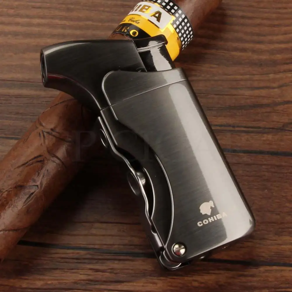 

COHIBA Cigar Lighter Torch Windproof Cigarette Lighters Luxury 1 Jet Flame Gas Lighter Pocket W/ Cigar Punch