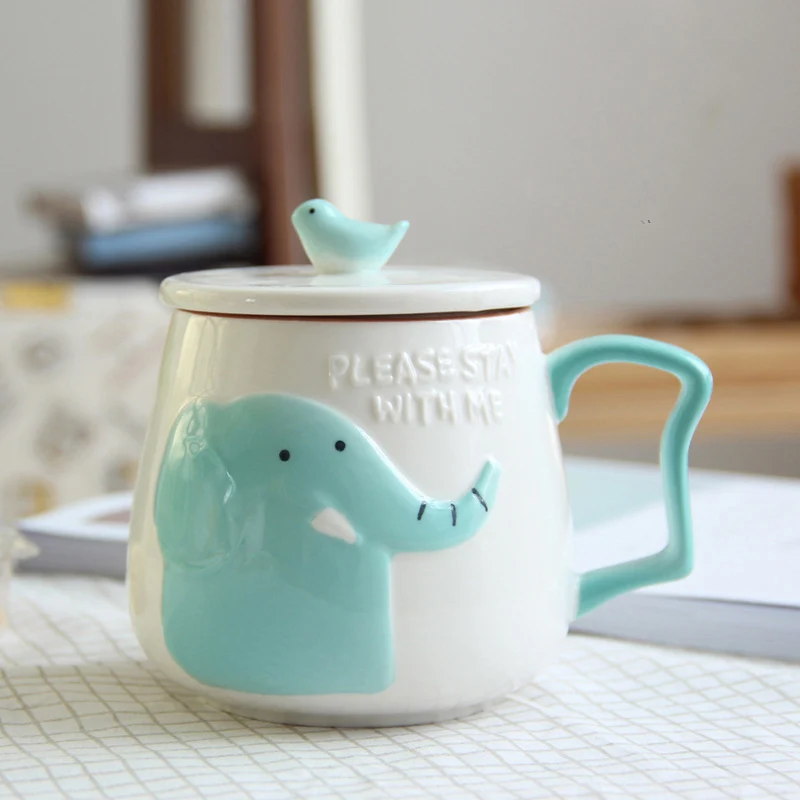 Cute 3D Relief Cartoon Animal Ceramic Coffee Mugs Milk Mug Colorful Tea Cup Travel or Home Drinking Accessories 400Ml | Дом и сад