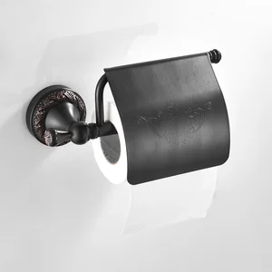Держатель туалетной бумаги с крышкой для ванной-настенное крепление, ретро черный хром