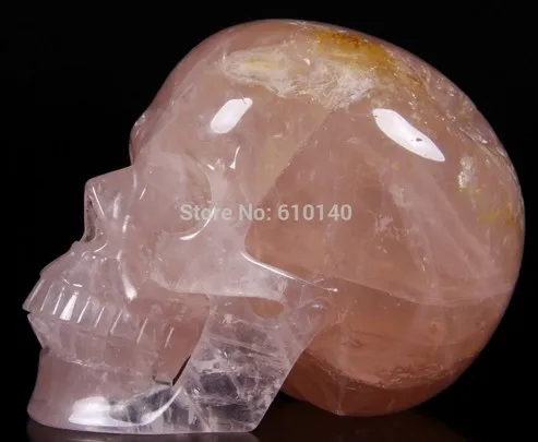 YM 315 PINK ROSE QUARTZ Carved Crystal Skull Realistic Healing | Дом и сад