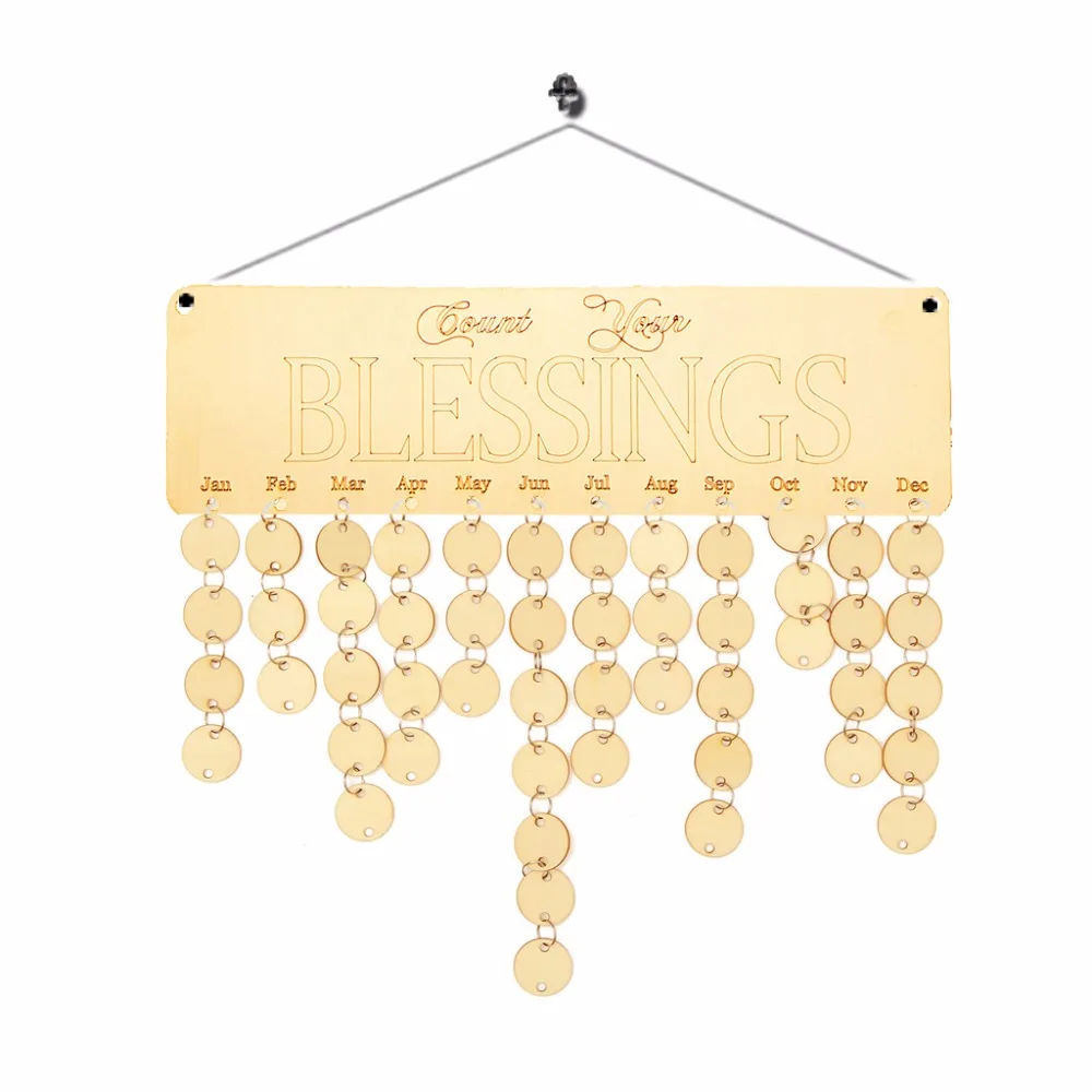 

Wooden Count Your Blessings Crafts Hanging Decoration Sign Special Dates Blessed Calendar Board DIY Planner Board Wedding Gift