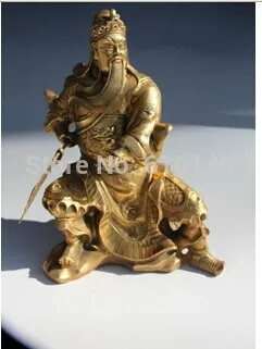 SCY New China beautifully renovated old antique collectibles folk brass statue home decoration Knife on the guan gong | Дом и сад