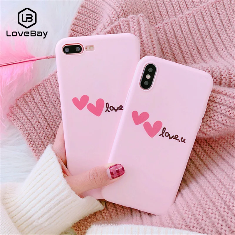 Lovebay розовый чехол для телефона с сердечком iPhone 6 6s 7 8 Plus X XR XS Max Модный милый