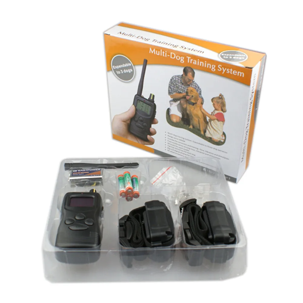 

1000M Pet Dog Training Collar Pet Rechargeable Waterproof Remote Shock Collars Vibrate & Electric Petrainer PET900B2 For 2 Dogs