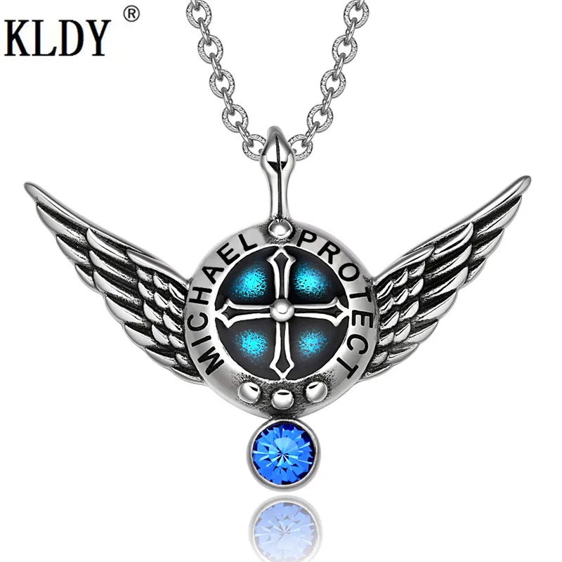 KLDY Кристалл амулет кулон и ожерелье Archangel Майкл Крылья Ангела защитный щит
