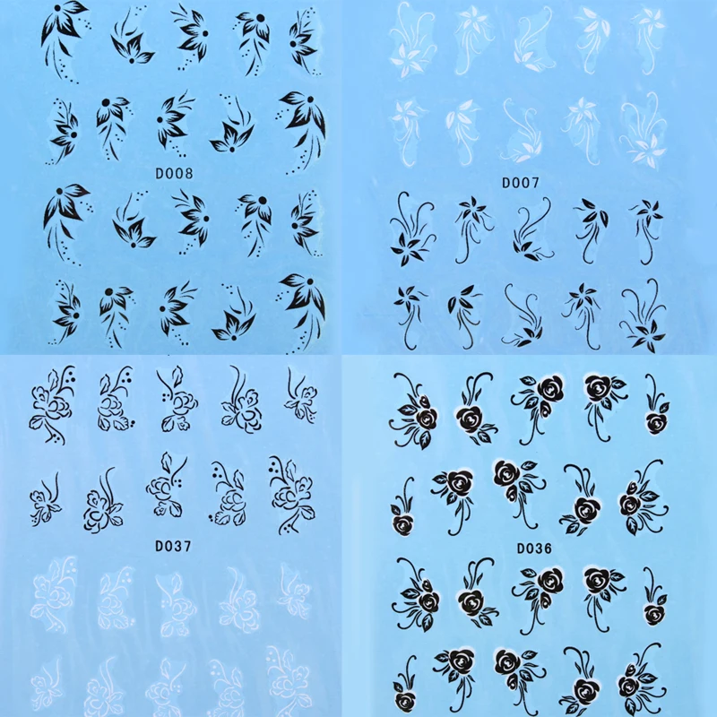 33 шт вихревые цветы искусство ногтей Водные Наклейки татуировки для передачи