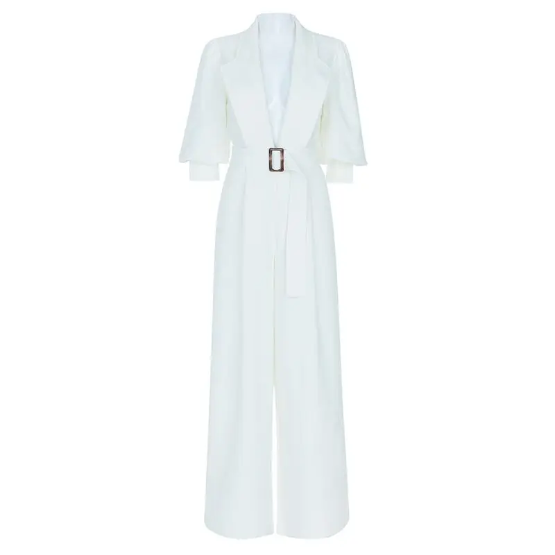 Высококачественный сексуальный женский комбинезон белый однотонный бандажный с