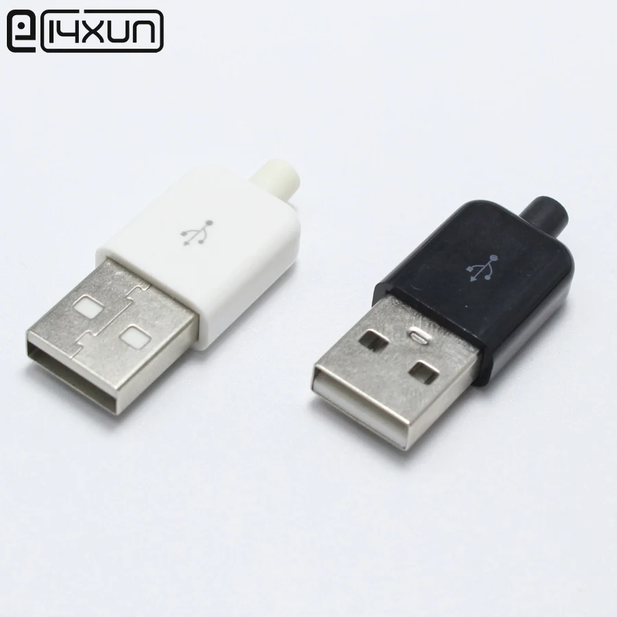100 комплектов тип A штекер USB 4 контактный разъем с белым черным пластиковым
