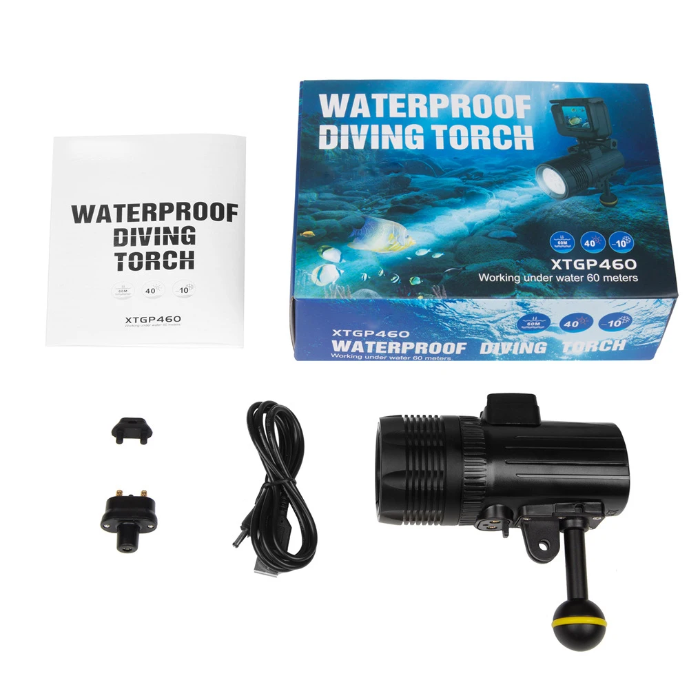 Фонарик для дайвинга подводный 1000LM CREE XM-L R3 прожектор камеры GoPro Hero 6/5/4/3 |