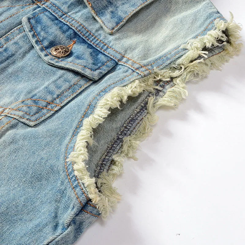 6XL мужской джинсовый жилет легкий Приталенный без рукавов мужские джинсовые