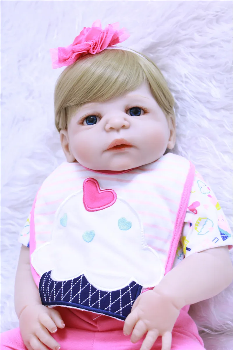 

Reborn dolls for girls 22" full silicone reborn baby dolls blond hair blue eyes doll for children gift bebe alive reborn bonecas
