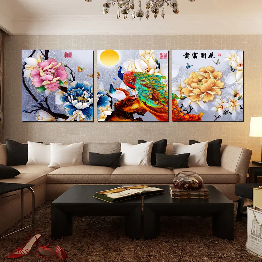 Украшение картина холст без рамки посылки пост Павлин пион картина|canvas picture|picture