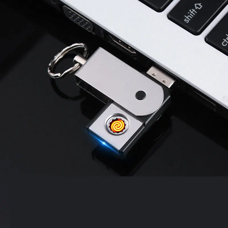 Креативный вольфрамовый провод USB прикуриватель зажигалка брелок без батареи