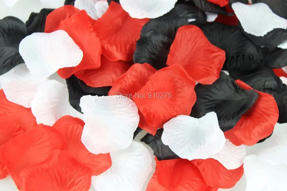 600 шт. смешанные красные черные белые шелковые лепестки роз свадебная церемония