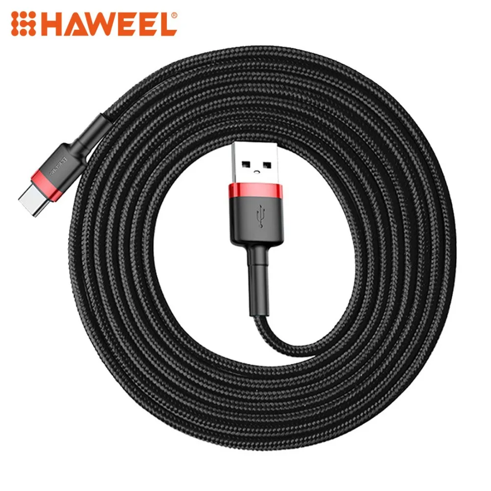 

HAWEEL 2m 2A Max USB to USB-C / Type-C Data Sync Charge Cable, For Samsung, Huawei, Xiaomi and other Smartphones
