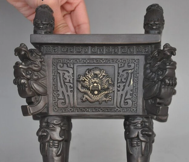WBY 006304 9&quot china fengshui bronze animal dragon Tripod Shape incense burner Censer statue (A 0319 discount 35%) | Дом и сад