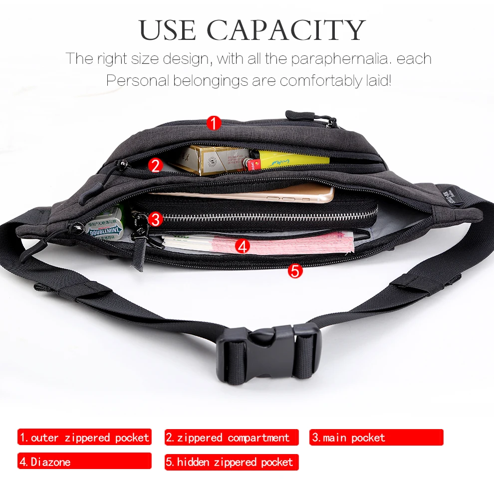 Hk Fanny Pack Мужские Черные Водонепроницаемые поясные сумки для мужчин модный портсигар чехол для телефона пояс для денег для путешествий защитный кошелек