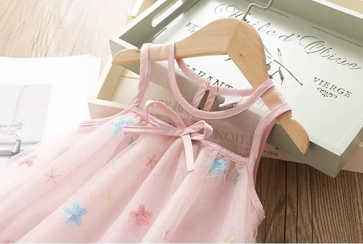 

Rlyaeiz High Quality Kids Dresses For Girls 2019 Summer Fashion Mesh Girls Dresses For 2-7Y Sequined Star Girls Ball Gown Dress