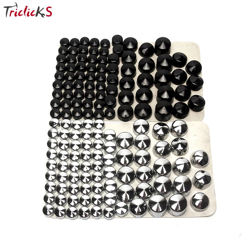 Комплект колпачков для болтов Triclicks 76 шт. черные и серебряные колпачки