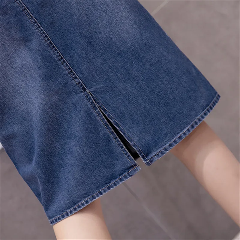 M 5XL большие джинсы женские юбки faldas mujer moda 2019 джинсовая юбка однотонная простая