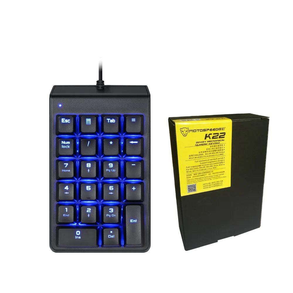 Motospeed K22 механическая мини-клавиатура с цифровой клавиатурой RGB для компьютера PC