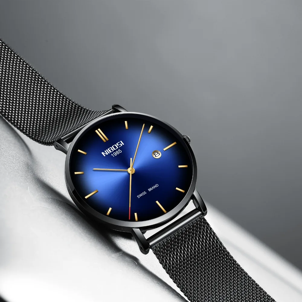 Модные мужские кварцевые часы NIBOSI в простом стиле роскошные креативные