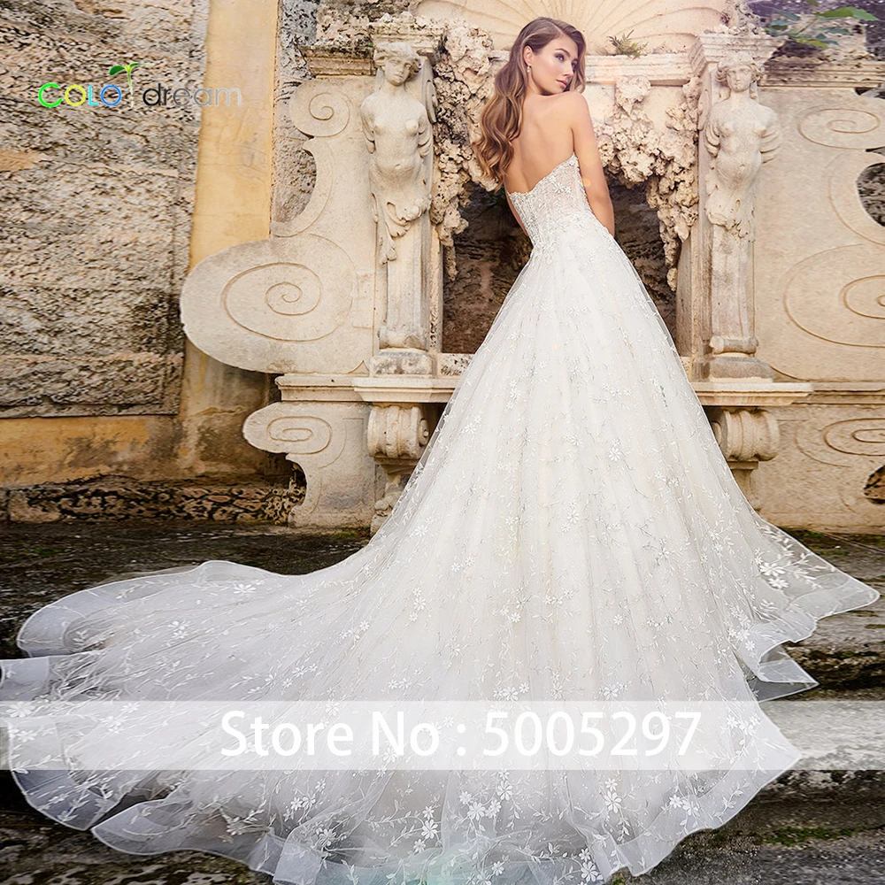 2019 свадебное платье A line vestido de novia Chapel train без бретелек | Свадьбы и торжества