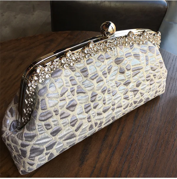 Оптовая продажа металлическая ручка 22 см рамка для кошелька с кристаллами