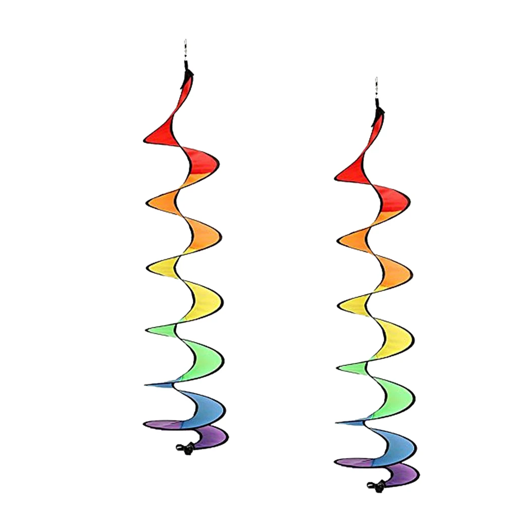 

2Pcs 55'' Foldable Rainbow Nylon Windmills Wind Windsocks for Camping Picnic Tent Decor Outdoor Toy for Kids