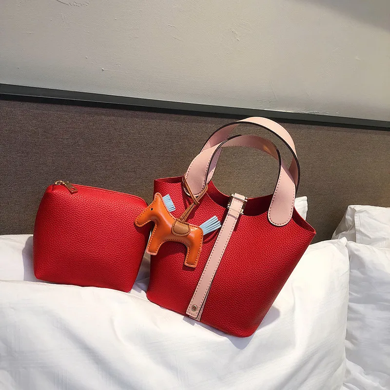 

2019 new womens brand Handbag Women Large Tote Bag Female Bucket Shoulder Bags Lady Leather Messenger Bag cute red Shopping Bag