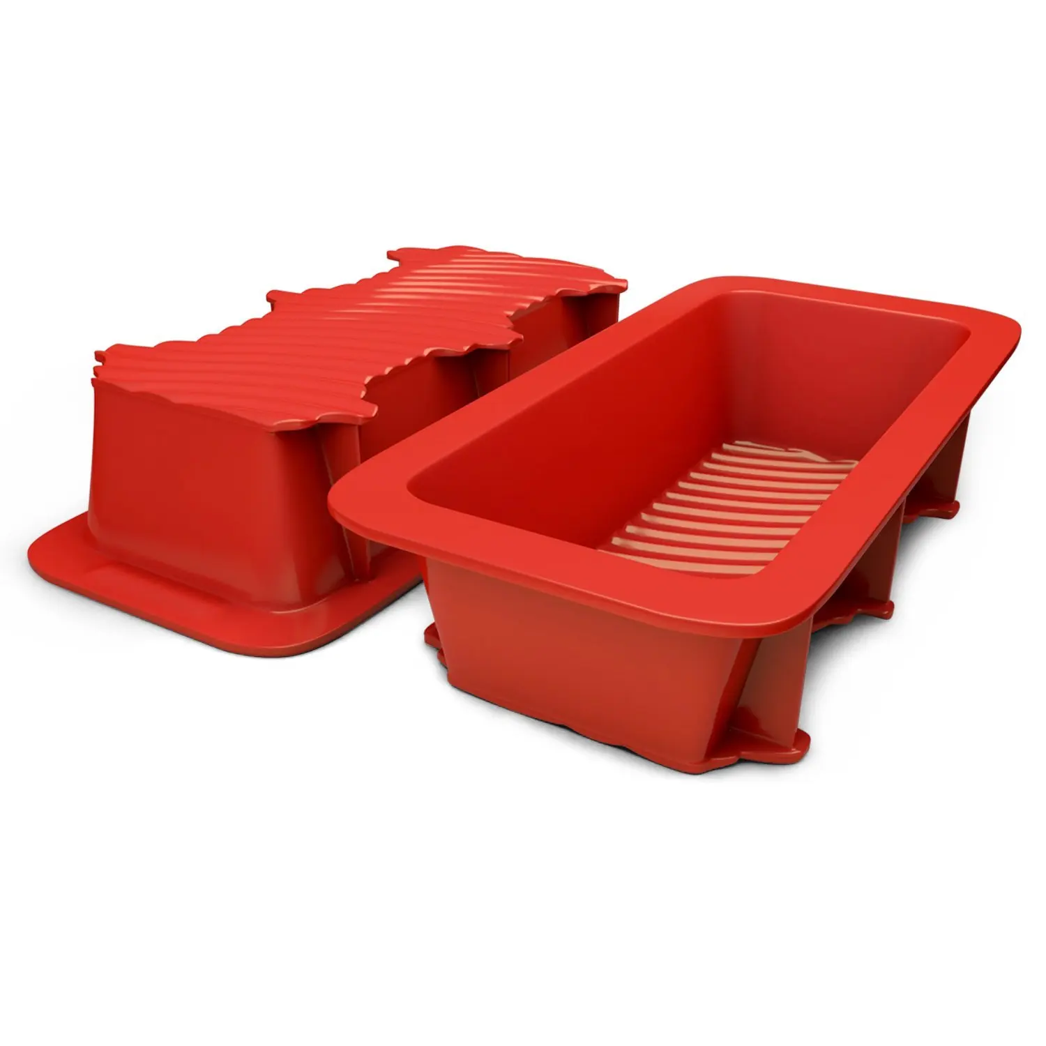 

2 Pack Silicone Loaf and Bread Pan, Nonstick silicone mold (red)