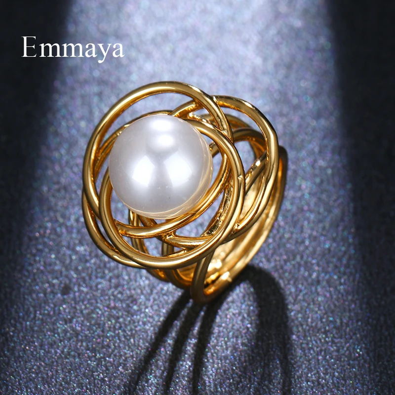 Emmaya яркий жемчуг круглая скручивающаяся форма кольца для девушек три цвета