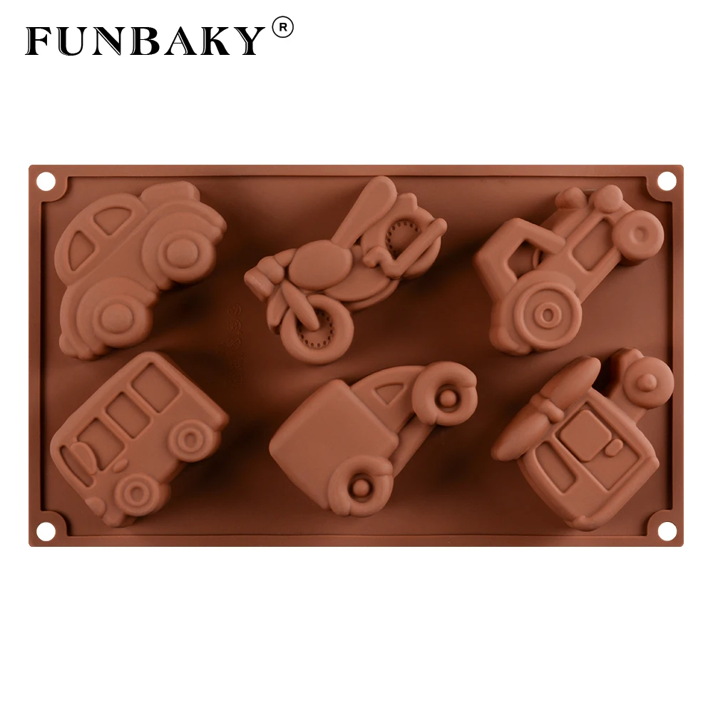 FUNBAKY 6 полости поезд инструменты для украшения торта автомобиля силиконовая