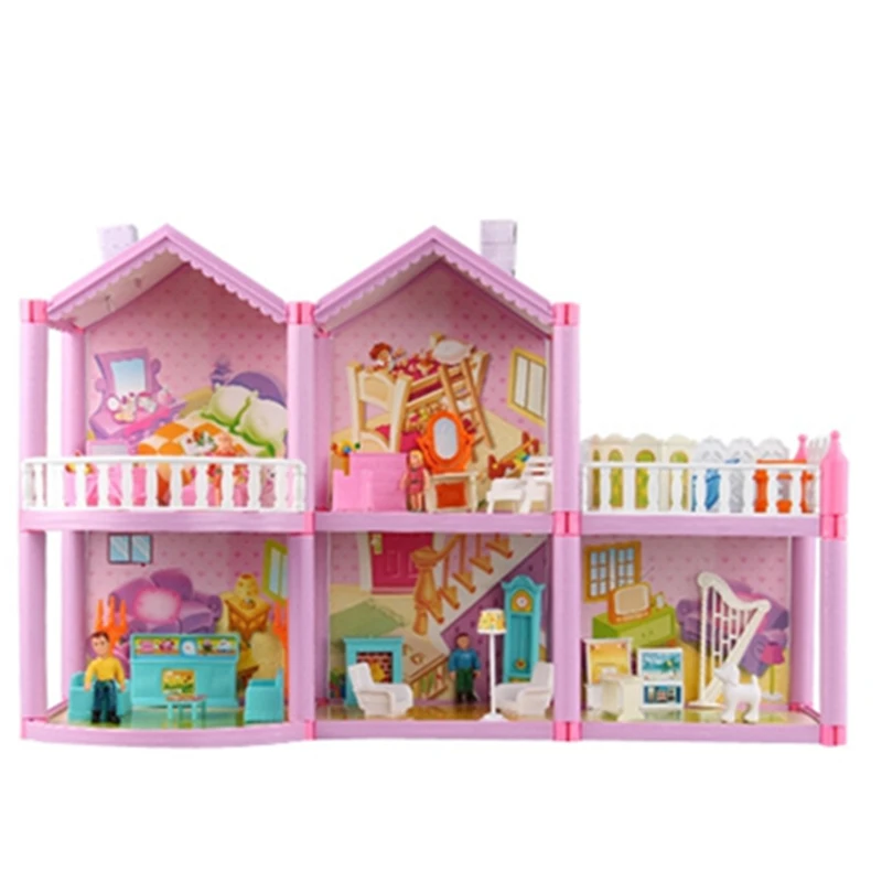 

Dolls House Miniature Accessories Toys For Children Boy Girls Diy Miniature Kit Diy Plastic Pink Bathroom 3d Frame Large Kitchen