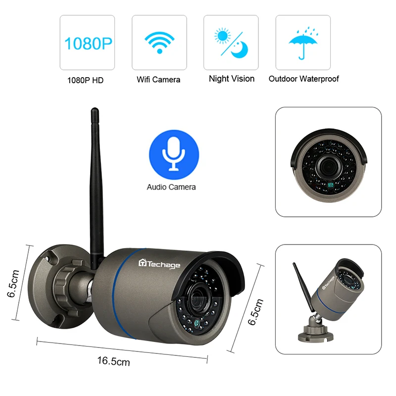 Techage 1080P WIFI CCTV IP камера 12 дюймов ЖК монитор Беспроводная NVR система 2MP HD аудио звук