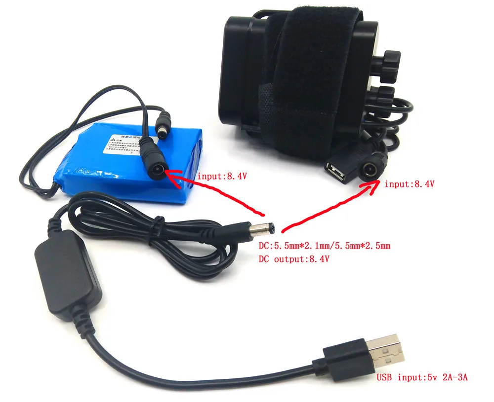 USB 5 В до 8 4 в зарядный кабель для велосипеда светодиодный налобный фонарь 18650