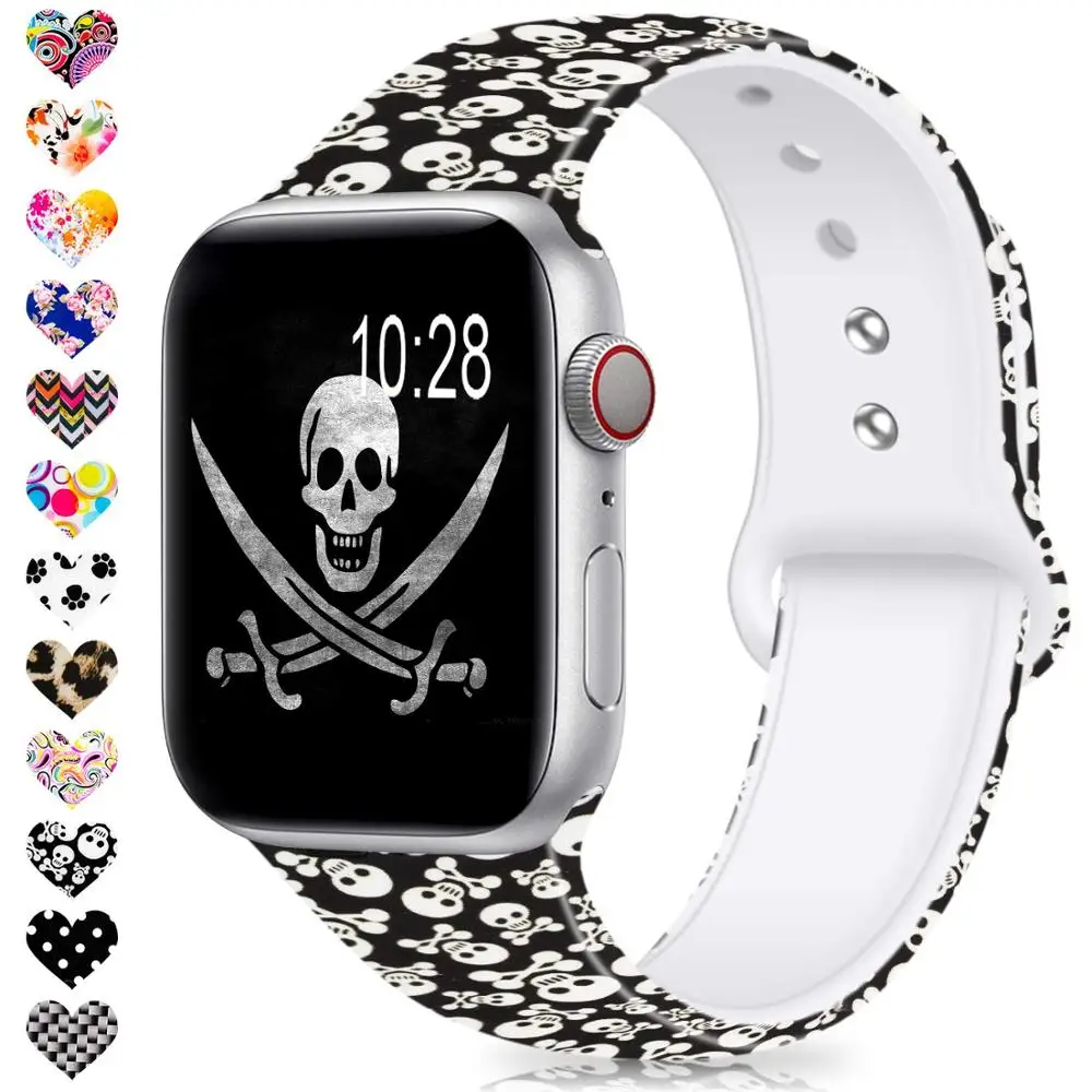 Силиконовый ремешок для часов Joyozy аксессуары Apple watch с принтом 42 мм 38 40 44 браслет
