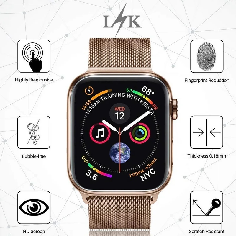 Экран 40/44/38/42 мм ПЭТ-пленка с полным покрытием Защитная пленка для наручных часов iwatch Apple Watch серии 1/2/3/4 Экран Защитная крышка