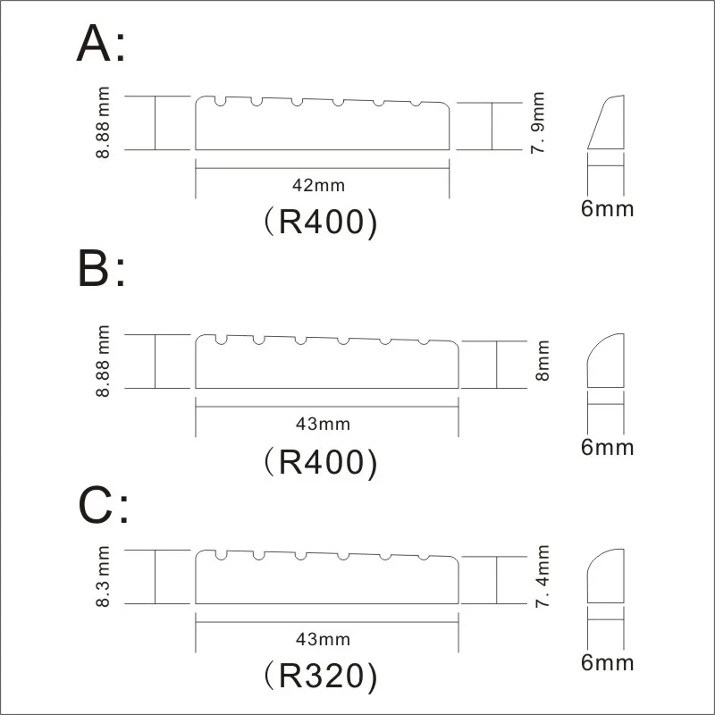 Гайки Пластиковые для акустической гитары 43/42 мм R320/R400 цвета слоновой кости 100 шт.