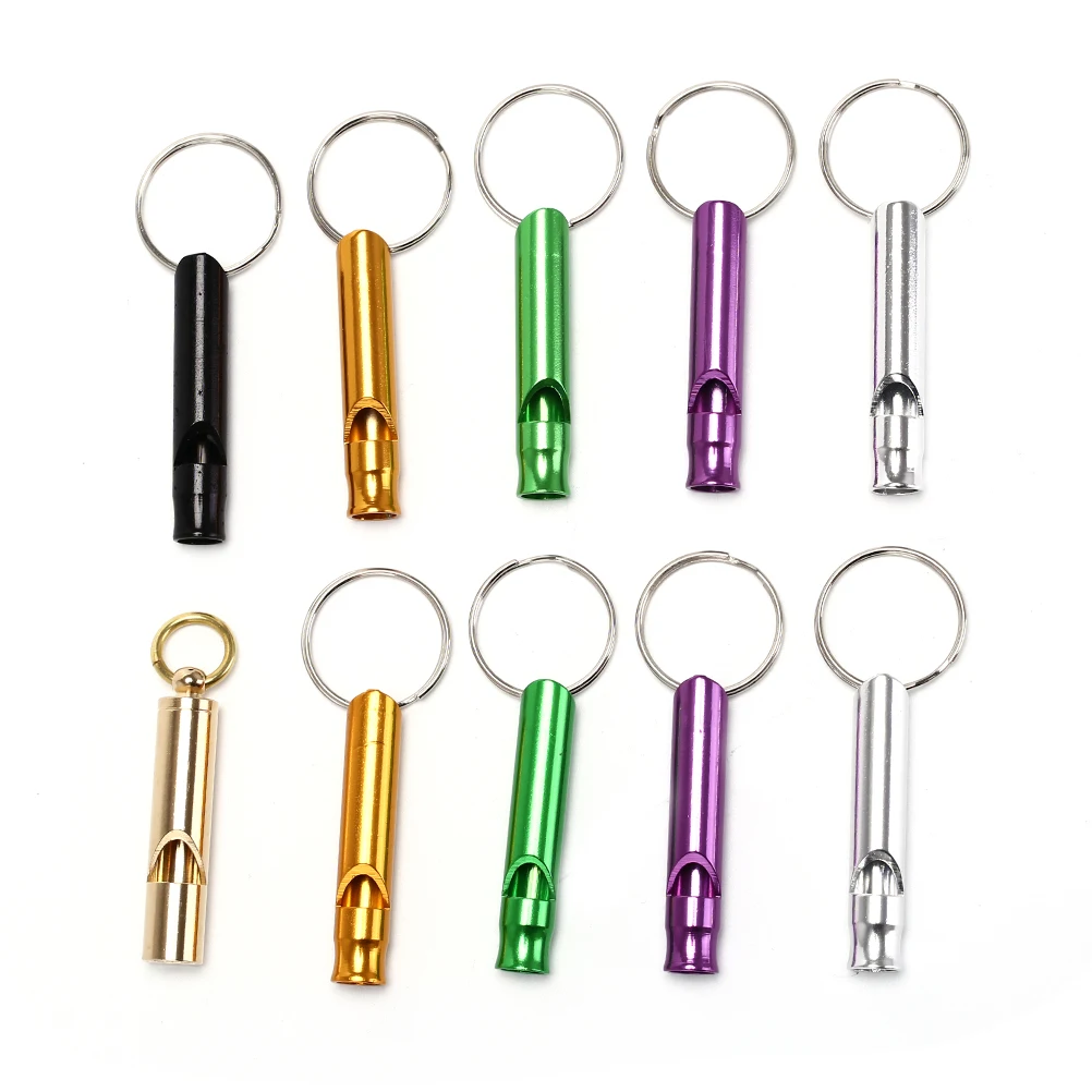 

Emergency Survival Safety Sport Camping Hunting Color Random Mini Aluminum Alloy Whistle Keyring Keychain For Outdoor 10PCS/Lot