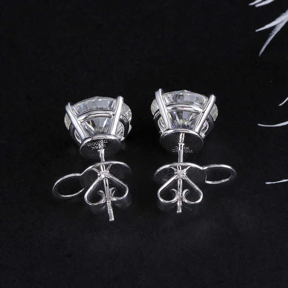 Серьги гвоздики с муасанитом Transgems большие размеры 18K 750 белые золотые 8CTW 4CT 10 мм