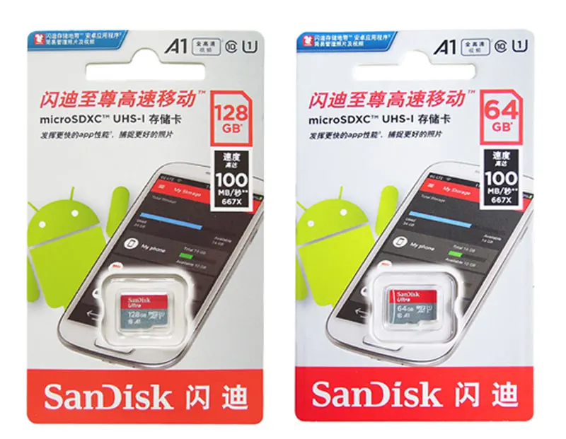 Карта памяти SanDisk Microsd 128 Гб 64 Гб U1/U3 C10 UHS-I A1/A2 V30 SDXC 32 ГБ 16 ГБ TF карта 200 ГБ 256 ГБ 4K Full HD для мобильных устройств/камер