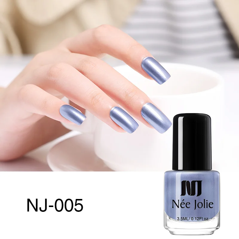 3.5ML NJ-005 NEE JOLIE Серебряный зеркальный лак для ногтей розовое золото прозрачный цвет 7,5 мл стойкий лак для ногтей 18 цветов Быстросохнущий лак для ногтей - Цвет: 3.5ML NJ-005