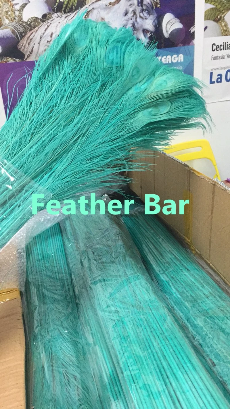 EMS Бесплатная доставка 1000 шт. мятно-зеленые окрашенные Павлин перья 70-80 см