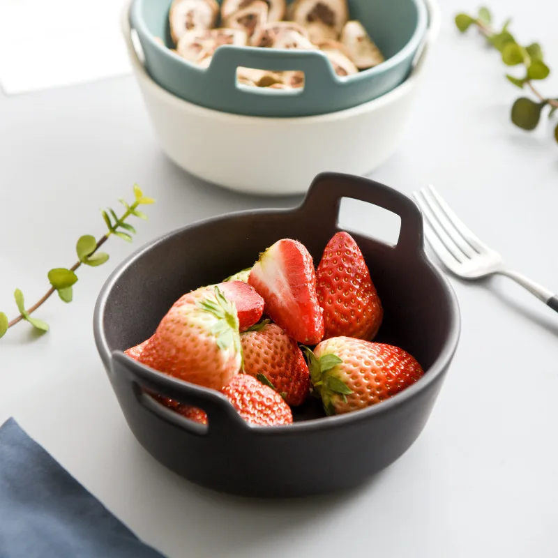 Керамическая миска поднос для выпечки Сервировочная чаша с двумя ушами посуда