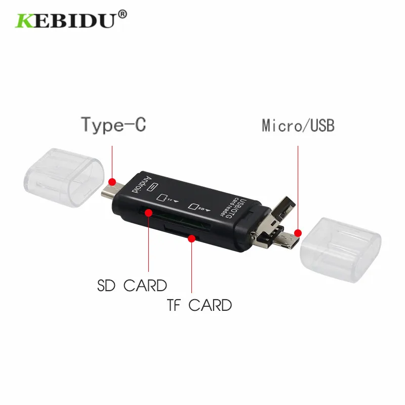 Кардридер KEBIDU Type C micro USB OTG устройство для чтения карт памяти TF высокоскоростной