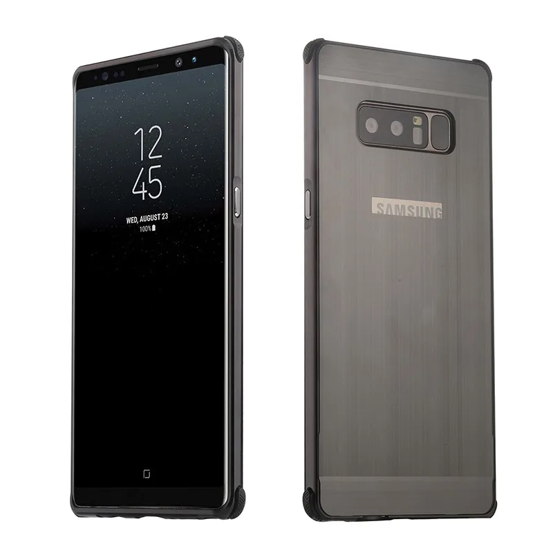 Чехол для samsung Galaxy Note 8 чехол Роскошный металлический алюминиевый каркас пластиковый чехол для samsung Galaxy NOTE 8 Note8 чехол - Цвет: Черный