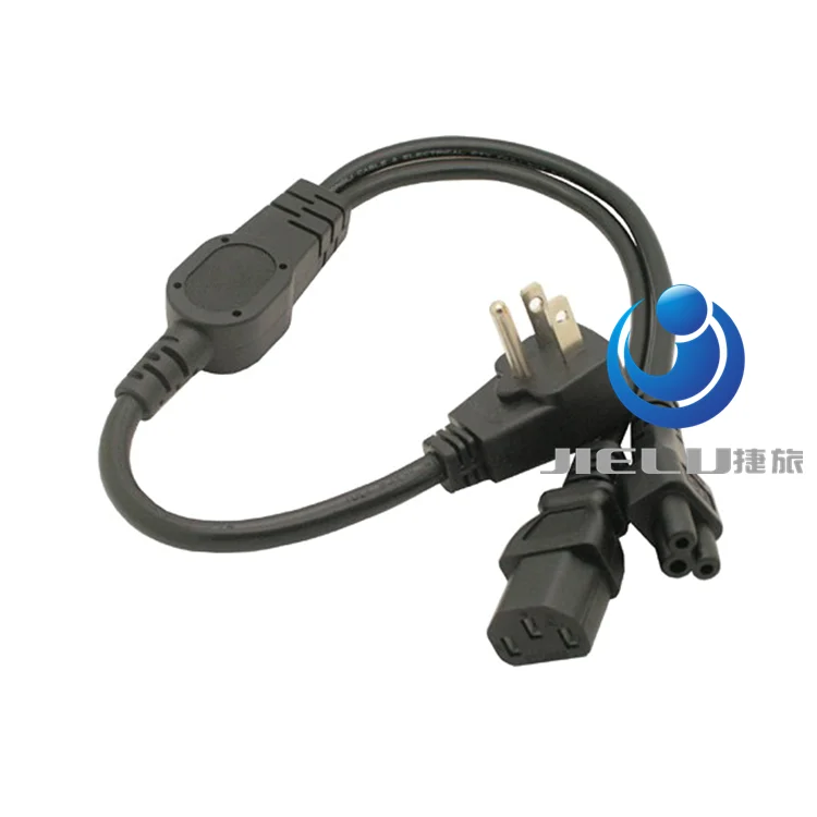 2 в 1 плоский разъем Nema 5 15P к IEC 320 C13 C5 Y сплиттер шнур питания/кабель около 30 см|splitter