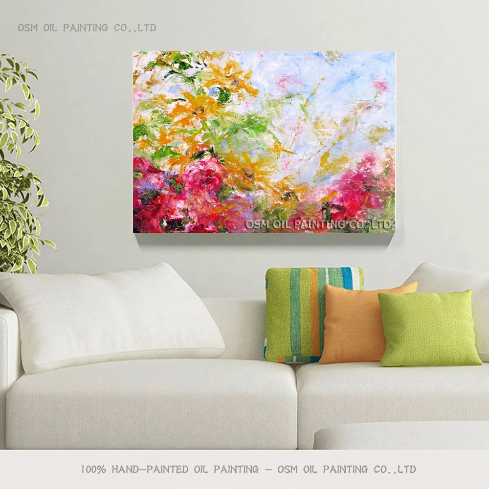 Мастер художник чистый ручная роспись Высокое качество Весна Картина маслом сад