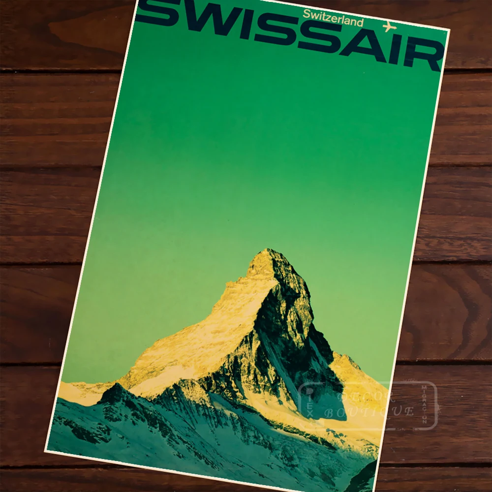 Swissair Alps классический винтажный Ретро Крафт холст живопись путешествий плакаты